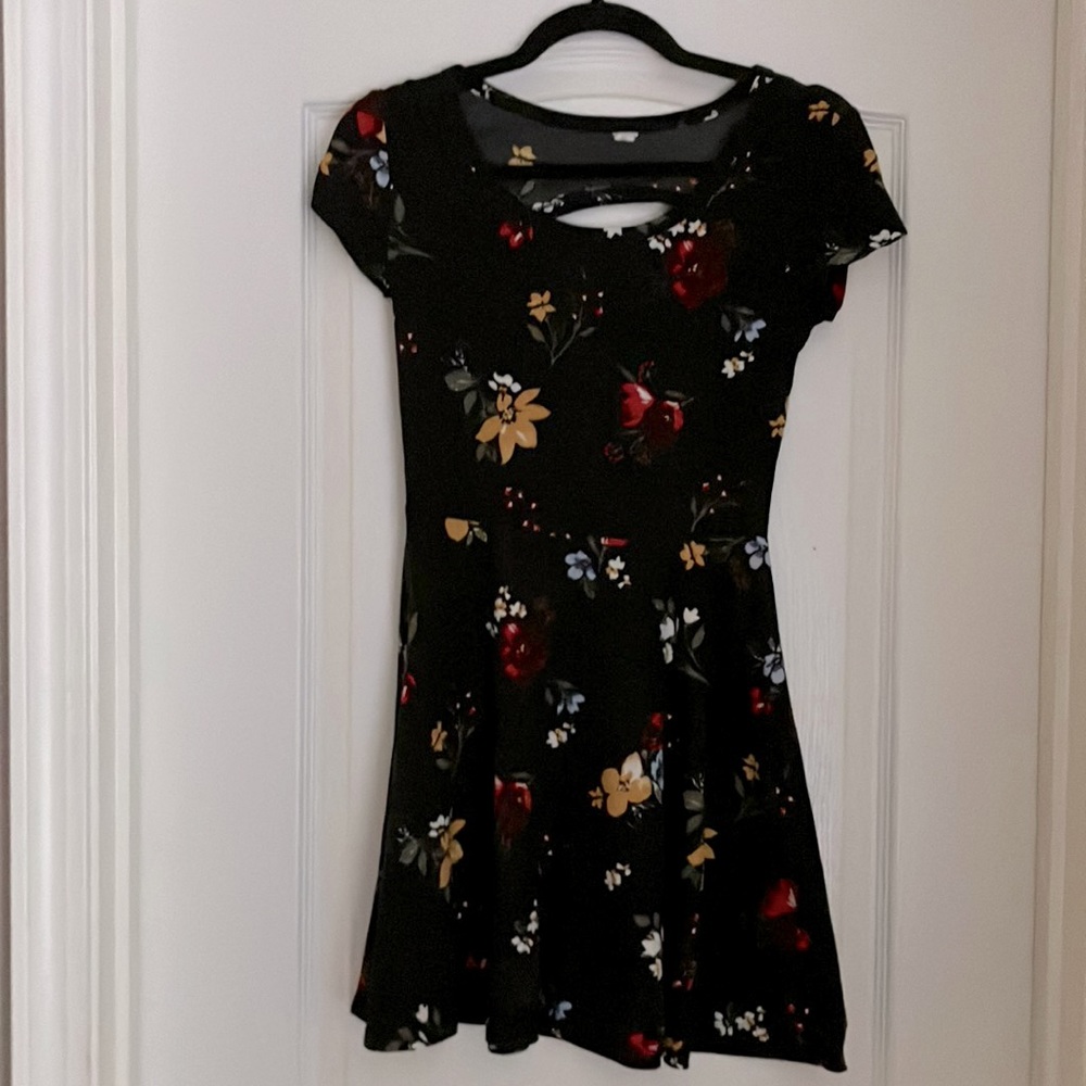 Floral skater dress with cutouts